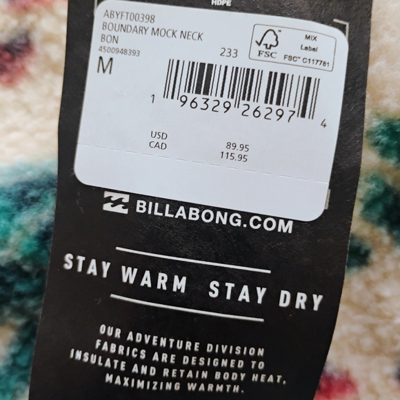 BILLABONG NEW A DIV Boundary Mock Neck Fleece Jacket - Picture 15 of 16